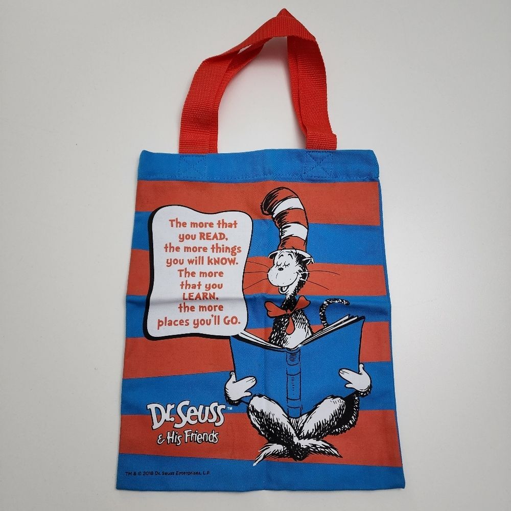Dr. Seuss Red & Blue Small Kids Reading Tote Bag for Books